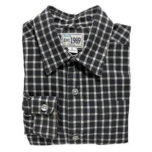 PLACE‎ Size 10 12 Boys DRESS SHIRT Children's Place Plaid Button Up Black White
